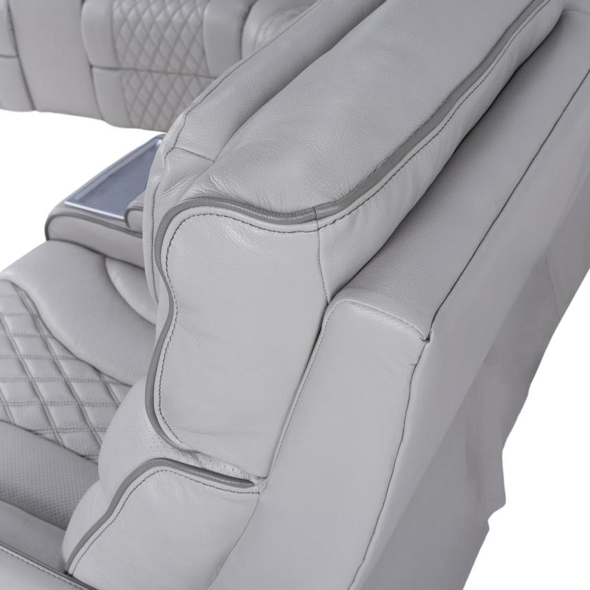 Pummel Gray Leather Corner Sofa  alternate image, 8 of 16 images.