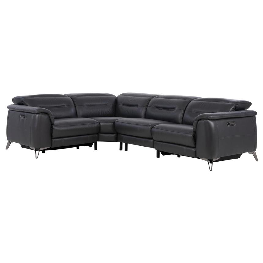 Anabel Gray Leather Power Reclining Sectional with 4PCS/2PWR  main image, 1 of 10 images.