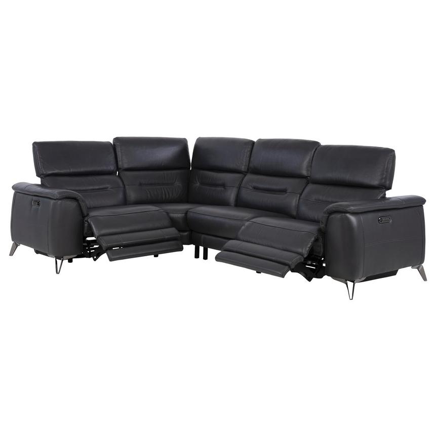 Anabel Gray Leather Power Reclining Sectional with 4PCS/2PWR  alternate image, 3 of 11 images.