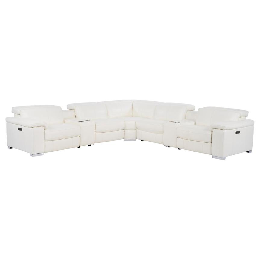 Charlie White Leather Power Reclining Sectional with 7PCS/3PWR  main image, 1 of 11 images.