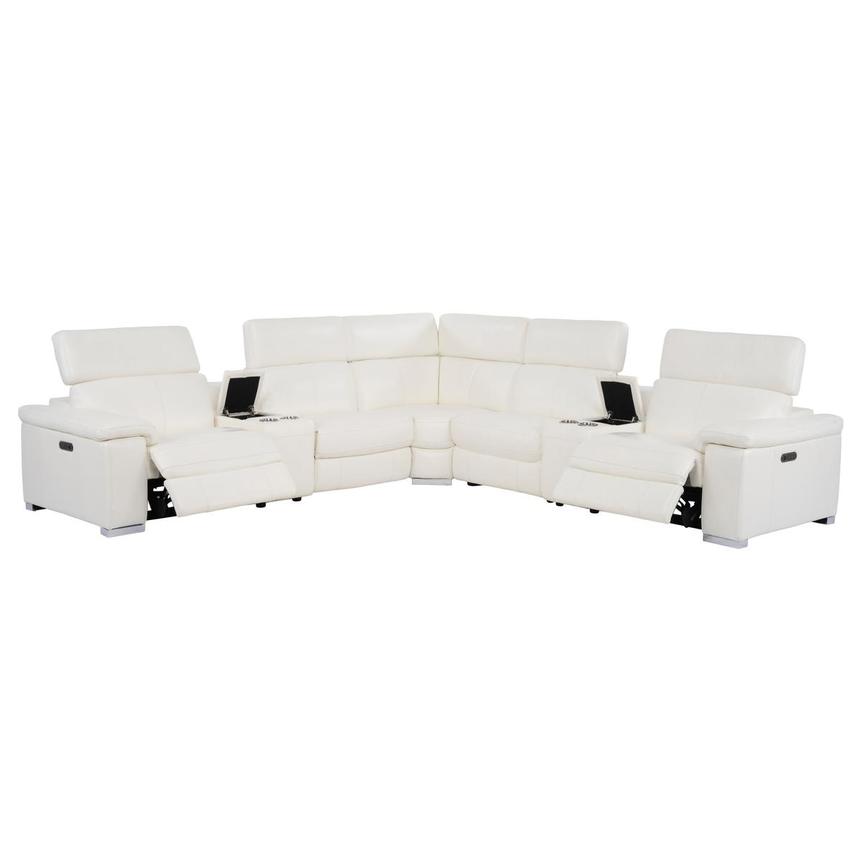 Charlie White Leather Power Reclining Sectional with 7PCS/3PWR  alternate image, 3 of 12 images.