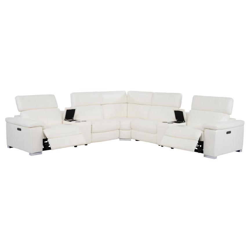 Charlie White Leather Power Reclining Sectional with 7PCS/3PWR alternate image, 3 of 12 images.