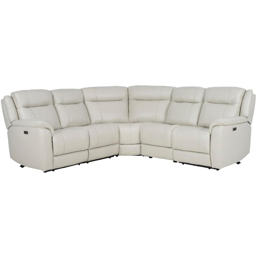 Samuel Light Gray Leather Power Reclining Sectional with 5PCS/3PWR  main image, 1 of 8 images.