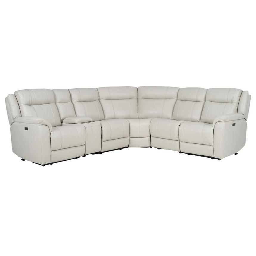 Samuel Light Gray Leather Power Reclining Sectional with 6PCS/2PWR  main image, 1 of 10 images.