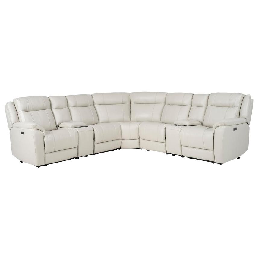 Samuel Light Gray Leather Power Reclining Sectional with 7PCS/3PWR  main image, 1 of 11 images.