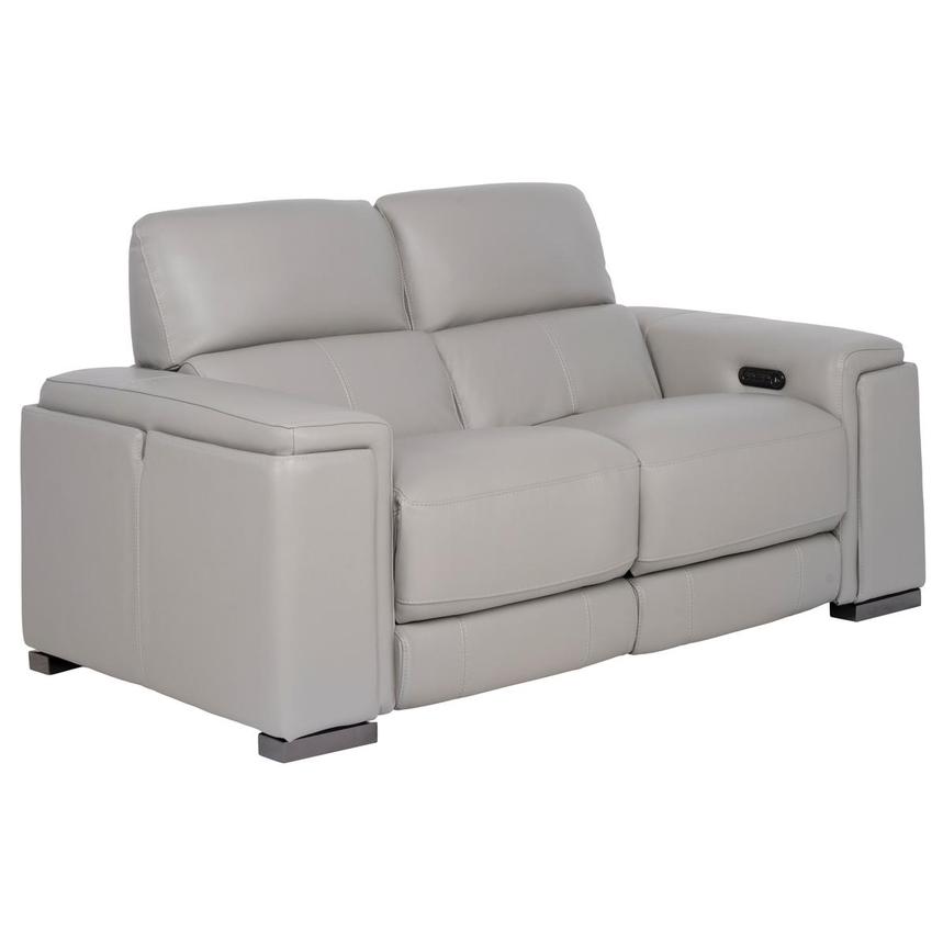 Charlette Silver Leather Power Reclining Loveseat  alternate image, 3 of 12 images.