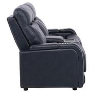 Neptune Blue Leather Power Reclining Sofa w/Console  alternate image, 4 of 16 images.