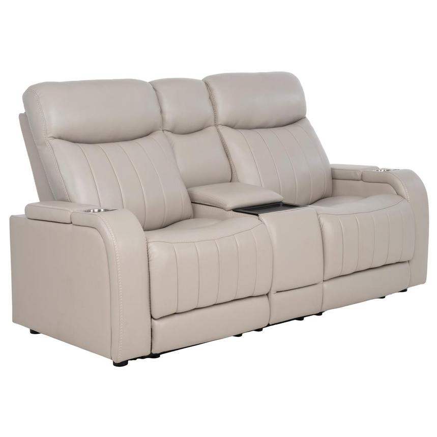 Neptune Gray Leather Power Reclining Sofa w/Console  alternate image, 3 of 16 images.