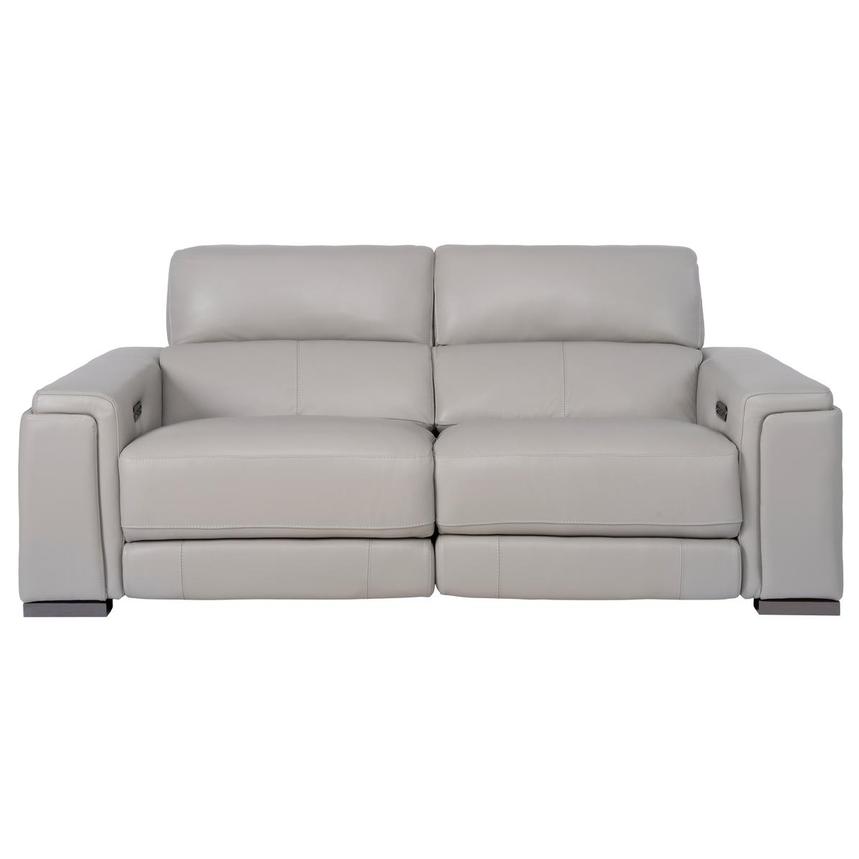 Charlette Silver Leather Power Reclining Sofa main image, 1 of 13 images.