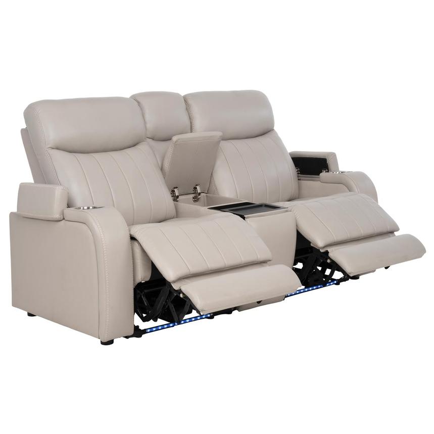 Neptune Gray Leather Power Reclining Sofa w/Console alternate image, 5 of 17 images.