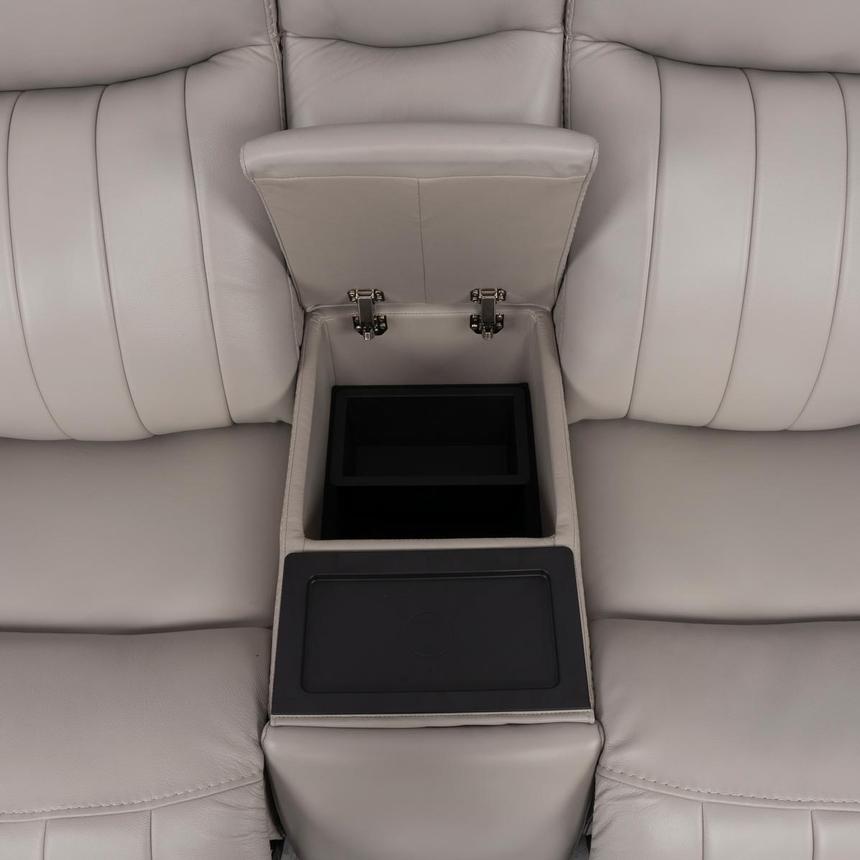 Neptune Gray Leather Power Reclining Sofa w/Console alternate image, 10 of 17 images.