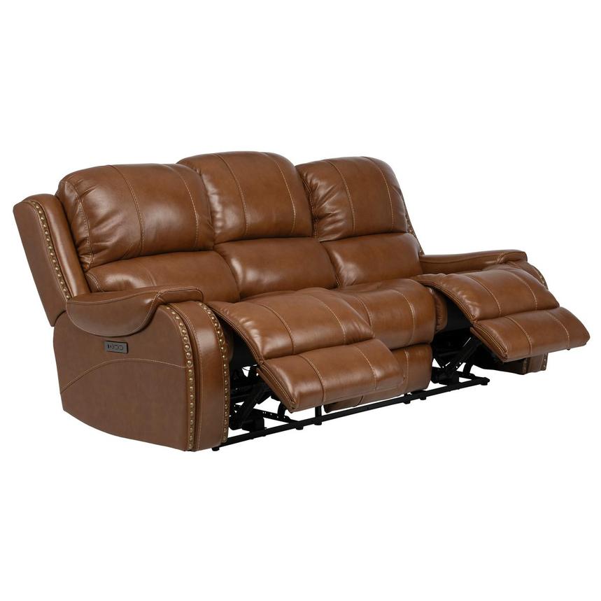 Durham Tan Leather Power Reclining Sofa  alternate image, 3 of 9 images.