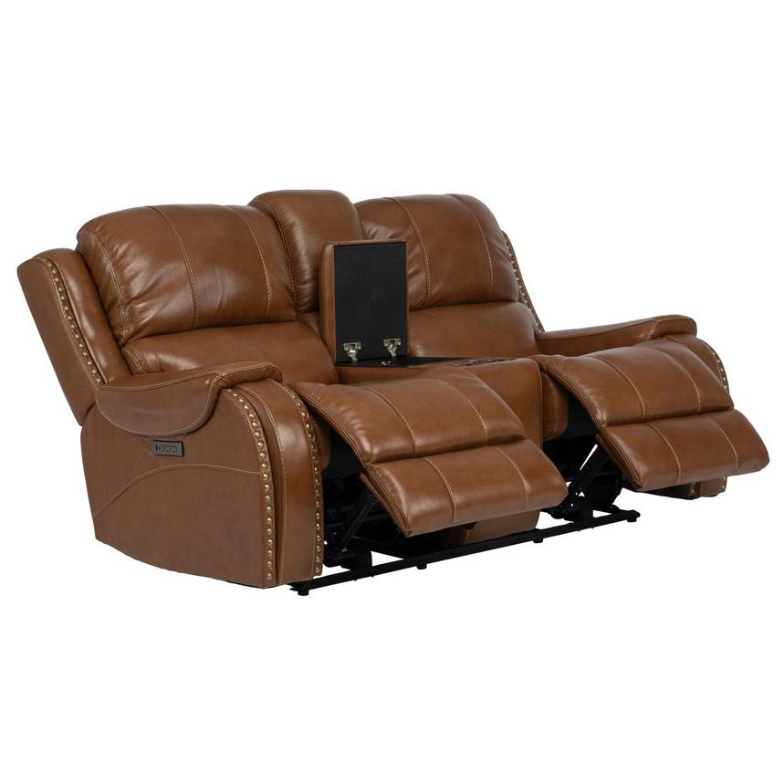 Durham Tan Leather Power Reclining Sofa w/Console  alternate image, 3 of 13 images.