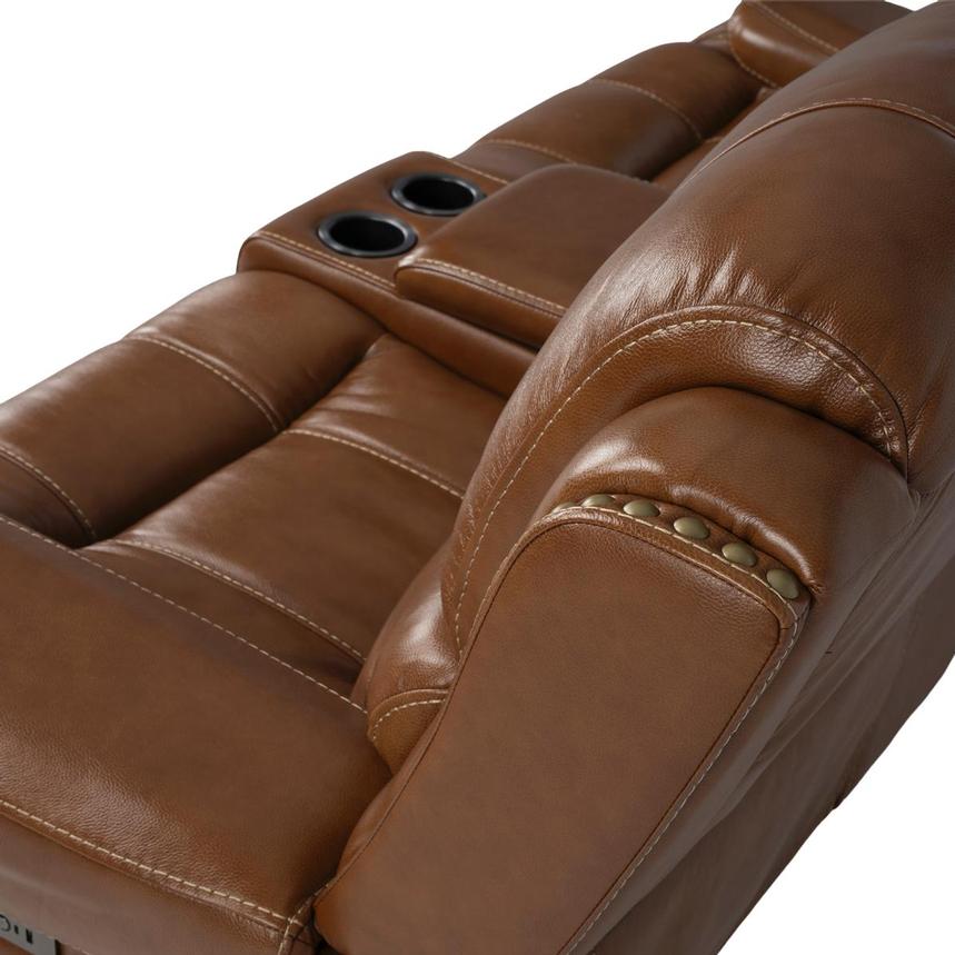 Durham Tan Leather Power Reclining Sofa w/Console alternate image, 6 of 13 images.