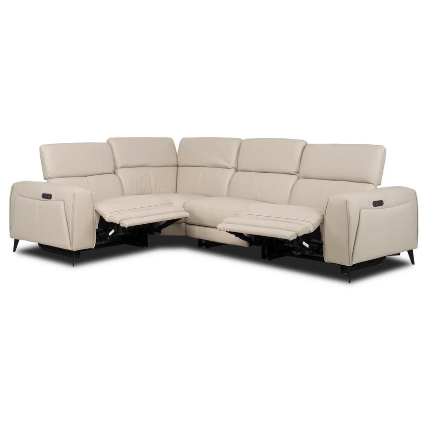 Luke 2.0 Taupe Leather Power Reclining Sectional with 4PCS/2PWR alternate image, 3 of 10 images.
