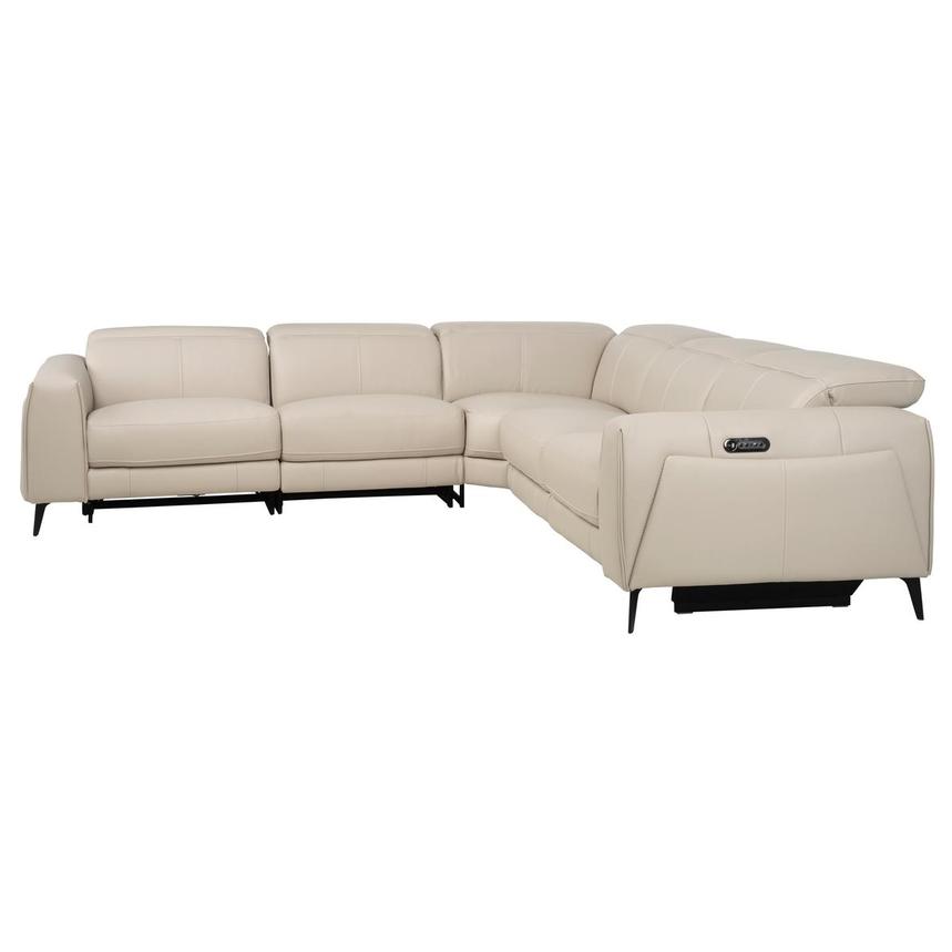 Luke 2.0 Taupe Leather Power Reclining Sectional with 5PCS/3PWR  alternate image, 3 of 9 images.