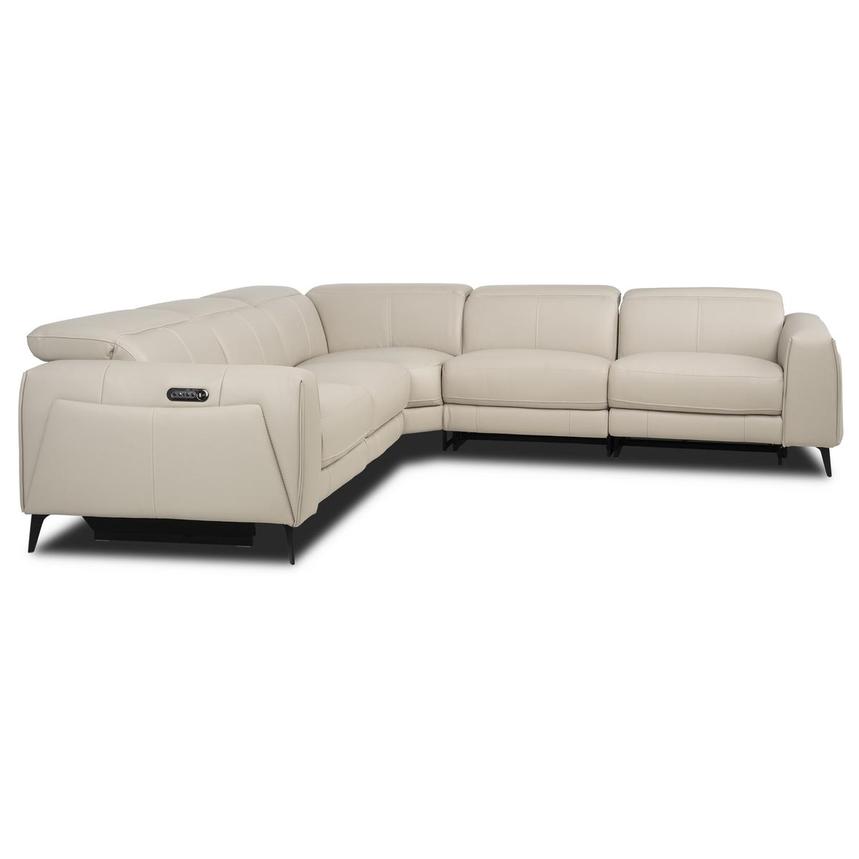 Luke 2.0 Taupe Leather Power Reclining Sectional with 5PCS/2PWR  alternate image, 3 of 10 images.