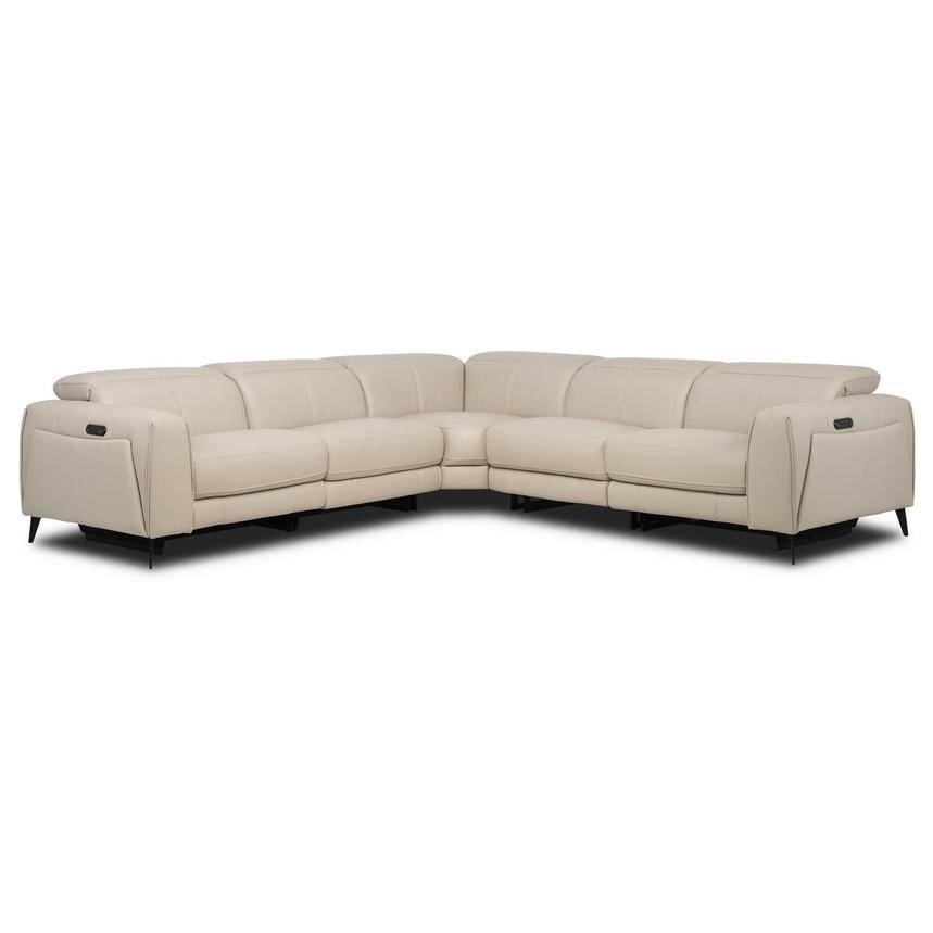 Luke 2.0 Taupe Leather Power Reclining Sectional with 5PCS/2PWR main image, 1 of 10 images.