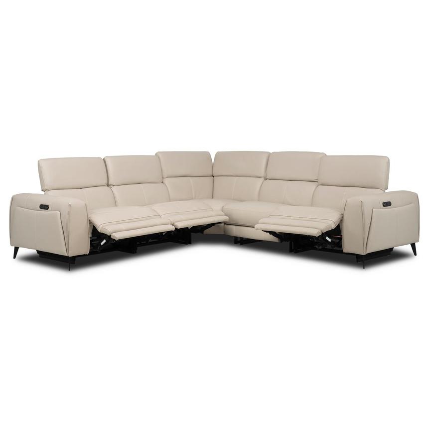 Luke 2.0 Taupe Leather Power Reclining Sectional with 5PCS/3PWR  alternate image, 3 of 10 images.