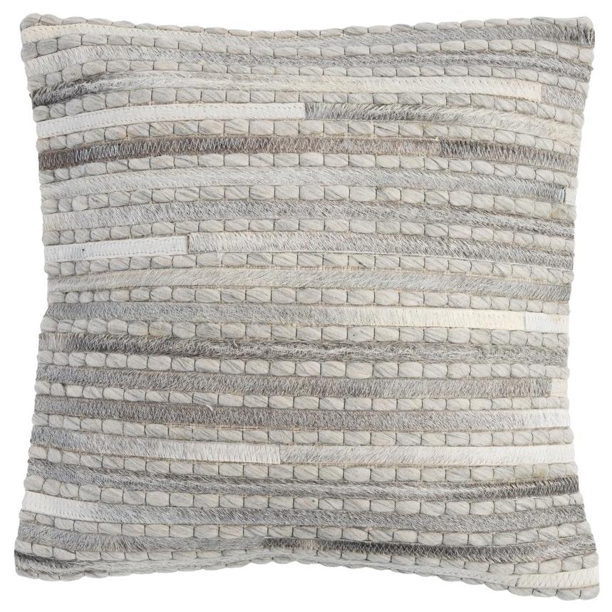 Capri Gray Cowhide Patchwork Accent Pillow main image, 1 of 3 images.