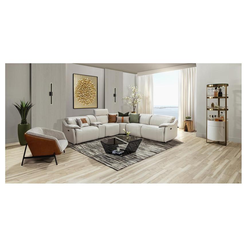 Austin Light Gray Leather Power Reclining Sectional with 6PCS/3PWR  alternate image, 3 of 11 images.