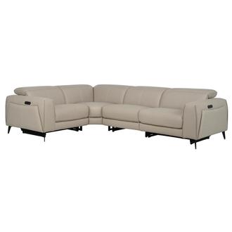 Luke 2.0 Taupe Leather Power Reclining Sectional with 4PCS/2PWR