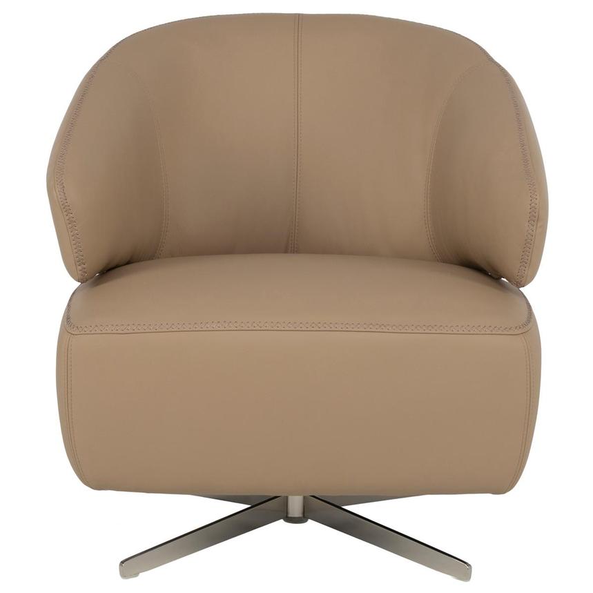 Tivona Dark Cream Leather Swivel Chair  alternate image, 3 of 9 images.
