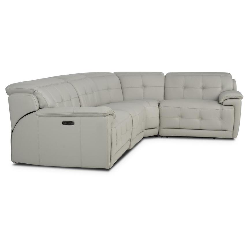 Graystone Gray Leather Power Reclining Sectional with 4PCS/2PWR