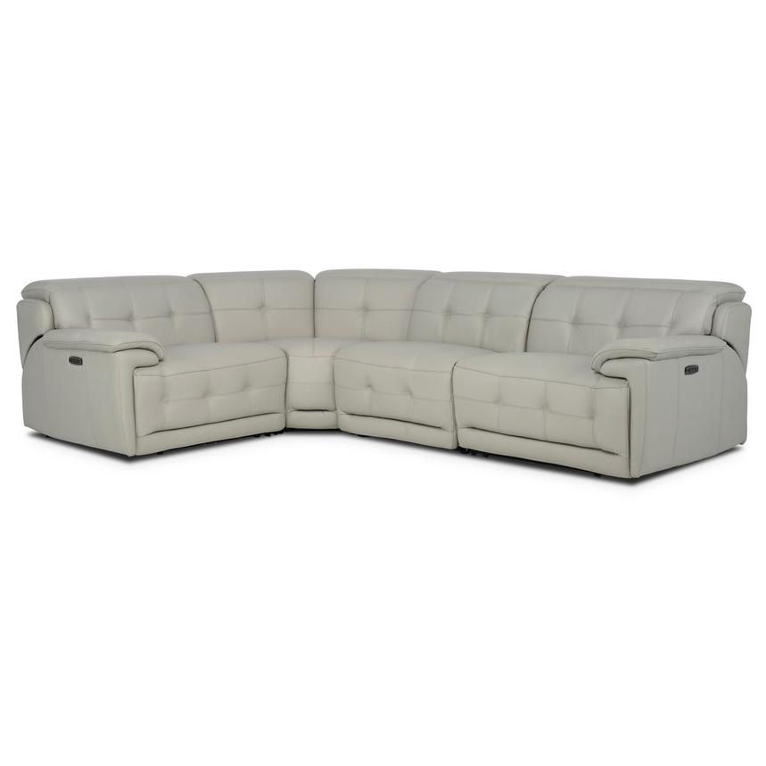 Graystone Gray Leather Power Reclining Sectional with 4PCS/2PWR main image, 1 of 9 images.