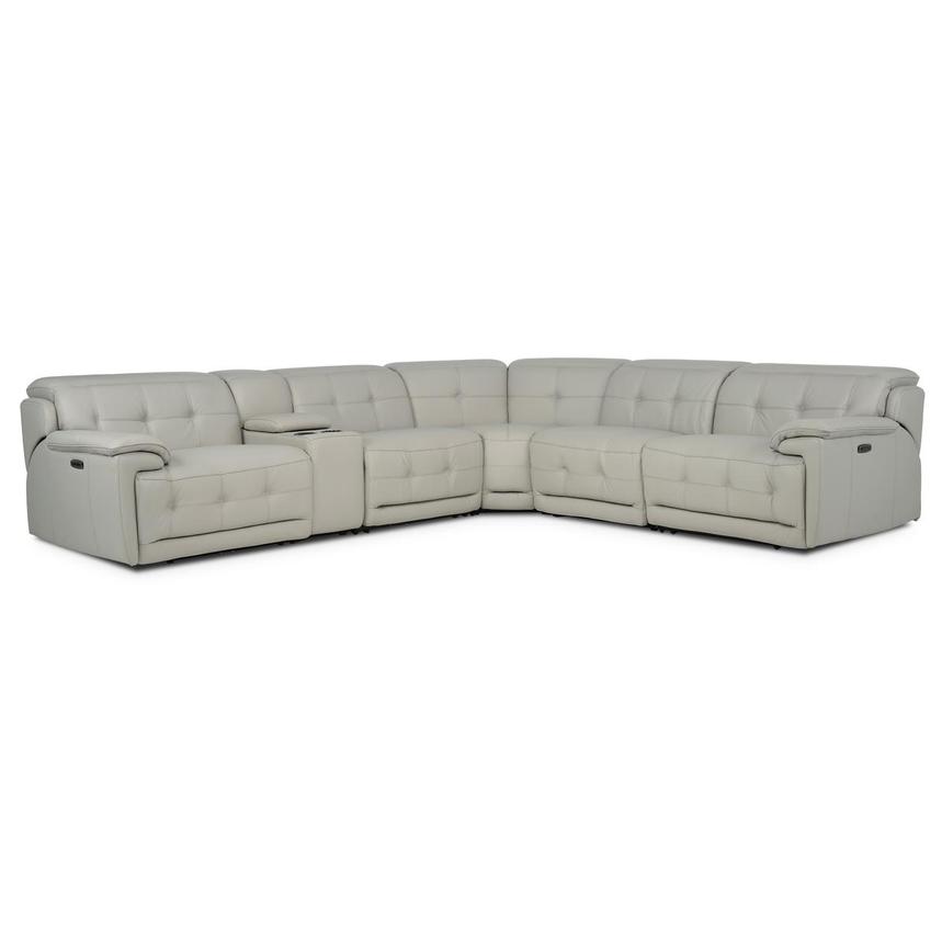 Graystone Gray Leather Power Reclining Sectional with 6PCS/2PWR  main image, 1 of 12 images.