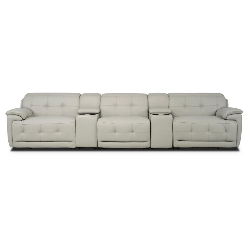 Graystone Gray Home Theater Leather Seating with 5PCS/2PWR main image, 1 of 11 images.
