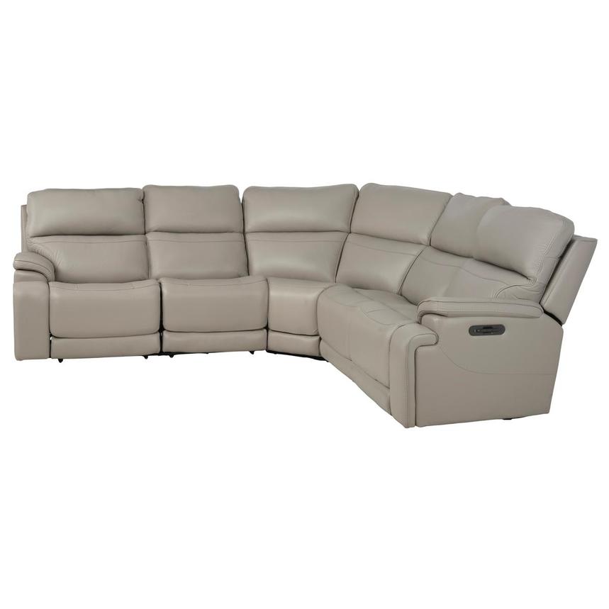 Granite Leather Power Reclining Sectional with 5PCS/3PWR  alternate image, 3 of 13 images.