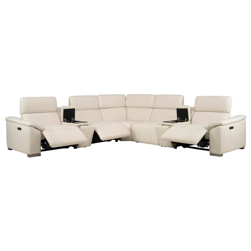 Cordova Cream Leather Power Reclining Sectional with 7PCS/3PWR  alternate image, 3 of 14 images.