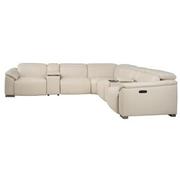 Cordova Cream Leather Power Reclining Sectional with 7PCS/3PWR  alternate image, 3 of 13 images.
