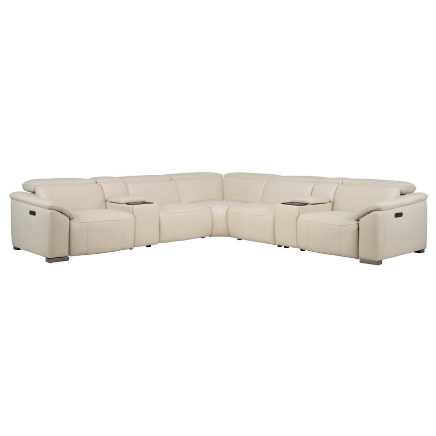 Cordova Cream Leather Power Reclining Sectional with 7PCS/3PWR  main image, 1 of 13 images.