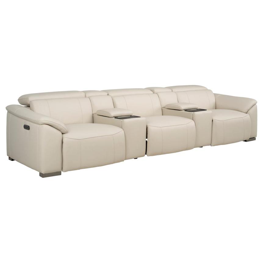 Cordova Cream Home Theater Leather Seating with 5PCS/3PWR  alternate image, 4 of 13 images.