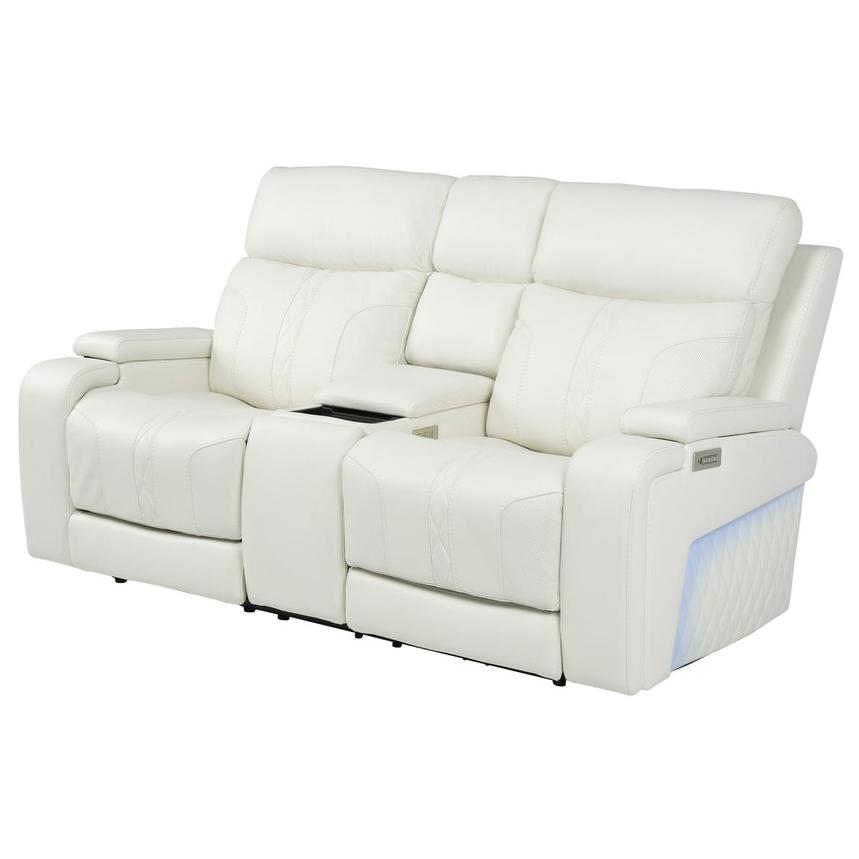 Zeus Leather Power Reclining Sofa w/Console main image, 1 of 16 images.