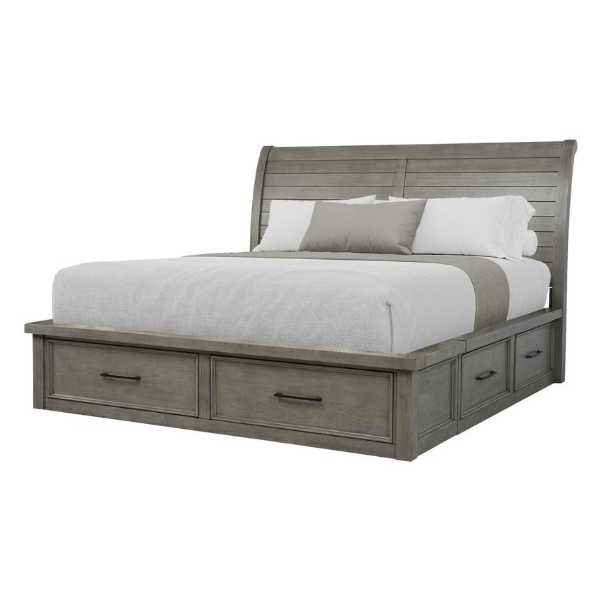 Justin Gray Queen Storage Bed  main image, 1 of 8 images.