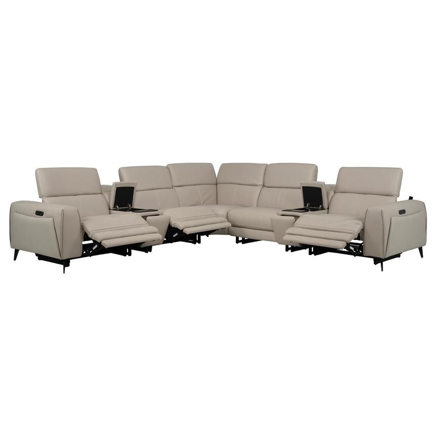 Luke 2.0 Taupe Leather Power Reclining Sectional with 7PCS/3PWR alternate image, 3 of 12 images.
