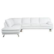 Rio White II Leather Corner Sofa w/Left Chaise  alternate image, 2 of 9 images.