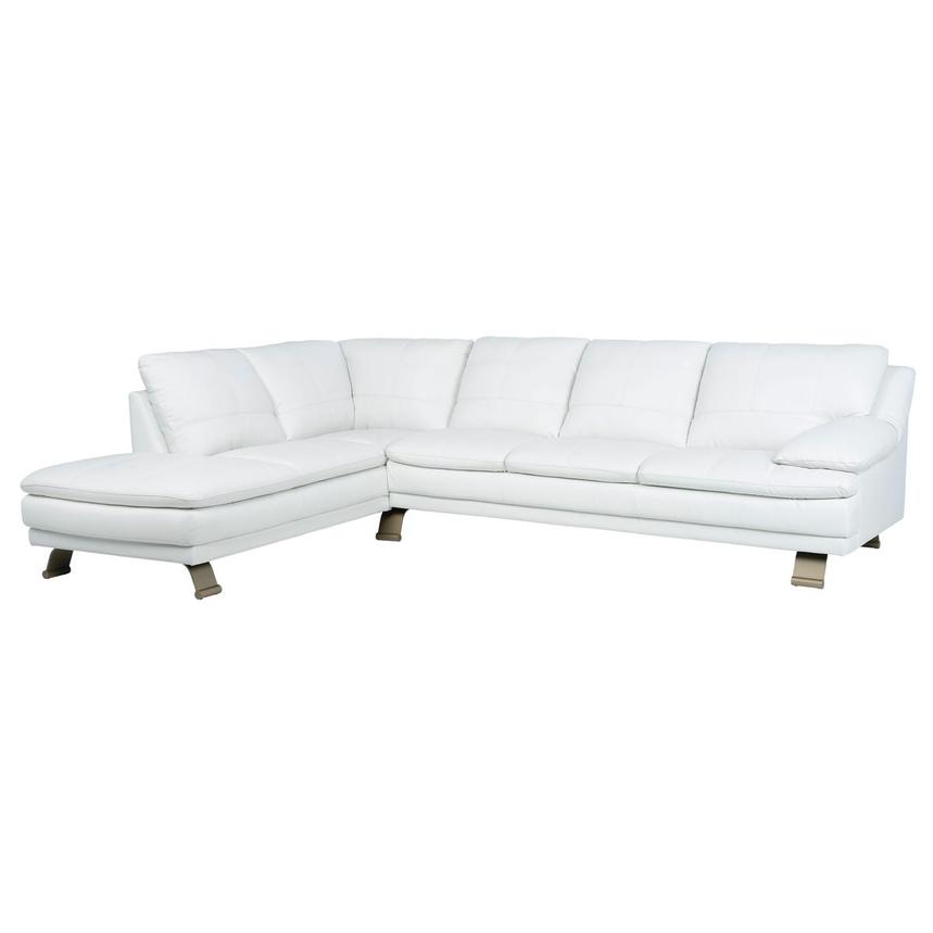 Rio White II Leather Corner Sofa w/Left Chaise main image, 1 of 9 images.