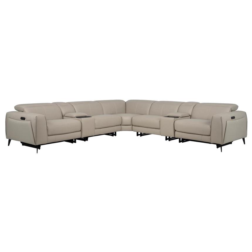 Luke 2.0 Taupe Leather Power Reclining Sectional with 7PCS/3PWR  main image, 1 of 11 images.