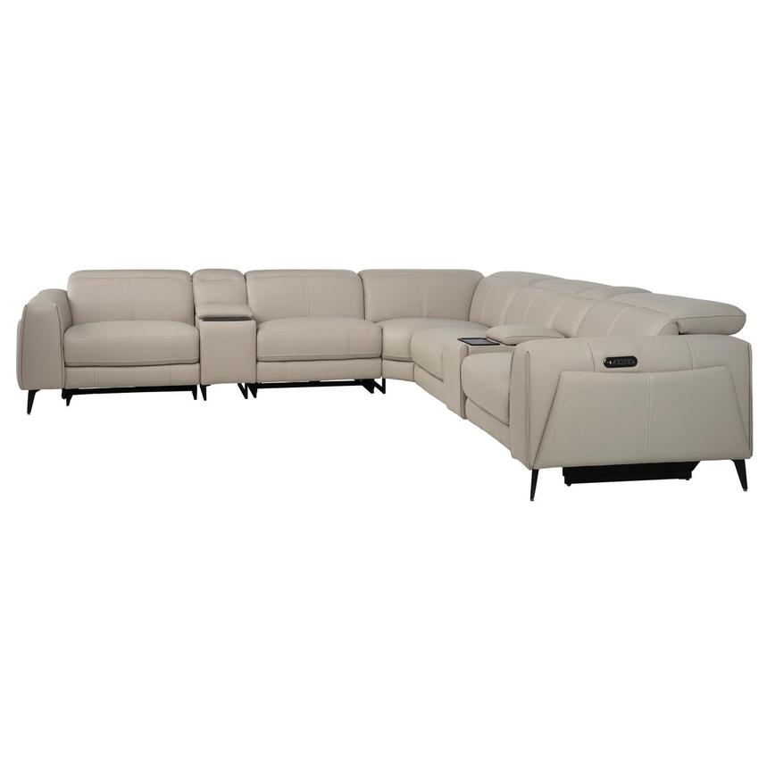 Luke 2.0 Taupe Leather Power Reclining Sectional with 7PCS/3PWR  alternate image, 3 of 11 images.