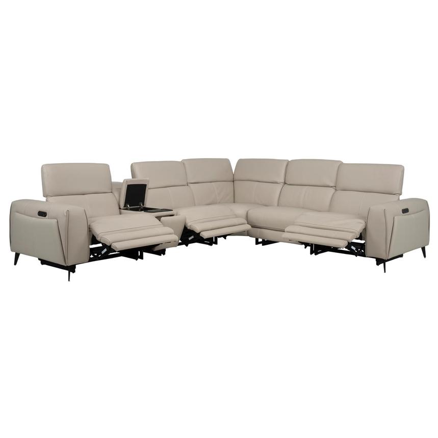 Luke 2.0 Taupe Leather Power Reclining Sectional with 6PCS/3PWR  alternate image, 3 of 12 images.