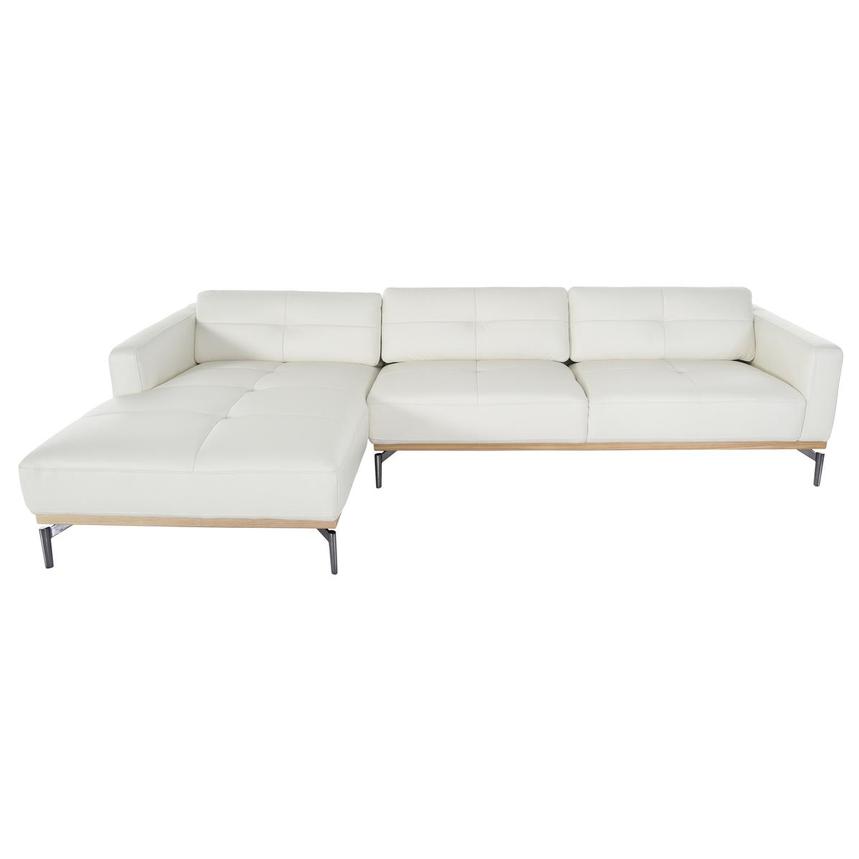 Nate White Leather Corner Sofa w/Left Chaise main image, 1 of 7 images.