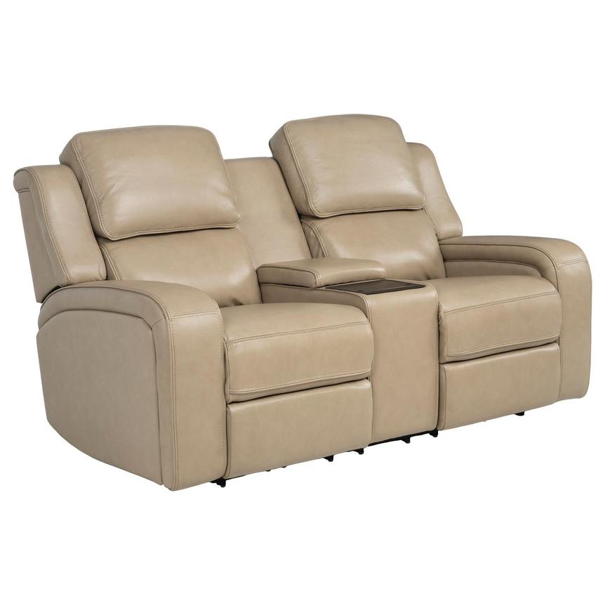 Epic Taupe Leather Power Reclining Loveseat alternate image, 3 of 12 images.