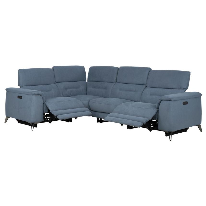 Claribel II Light Blue Power Reclining Sectional with 4PCS/2PWR  alternate image, 2 of 10 images.