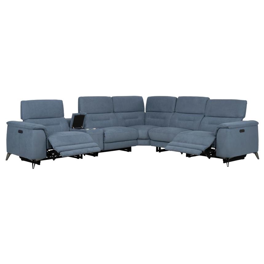 Claribel II Light Blue Power Reclining Sectional with 6PCS/2PWR  alternate image, 2 of 13 images.