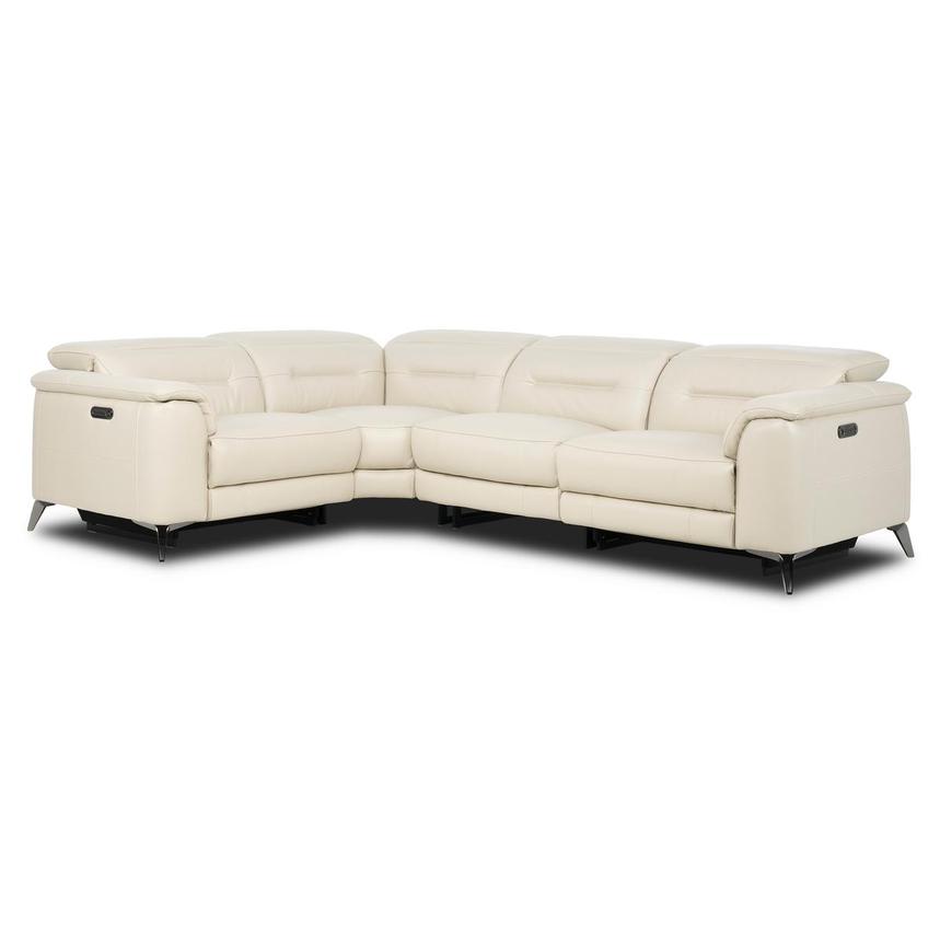 Anabel Cream 2.0 Leather Power Reclining Sectional with 4PCS/2PWR  main image, 1 of 4 images.