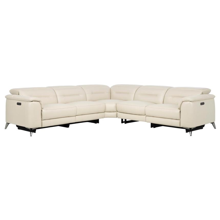 Anabel Cream 2.0 Leather Power Reclining Sectional with 5PCS/3PWR